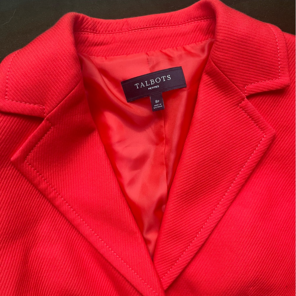 Talbots Orange Classic 2 Button Blazer Office Wear, Size 8p, NWOT